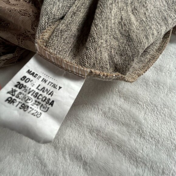 Transparente Womens Layered Ruffled Lace Dress Wool Blend One Size Tan Italy New - Picture 4 of 9